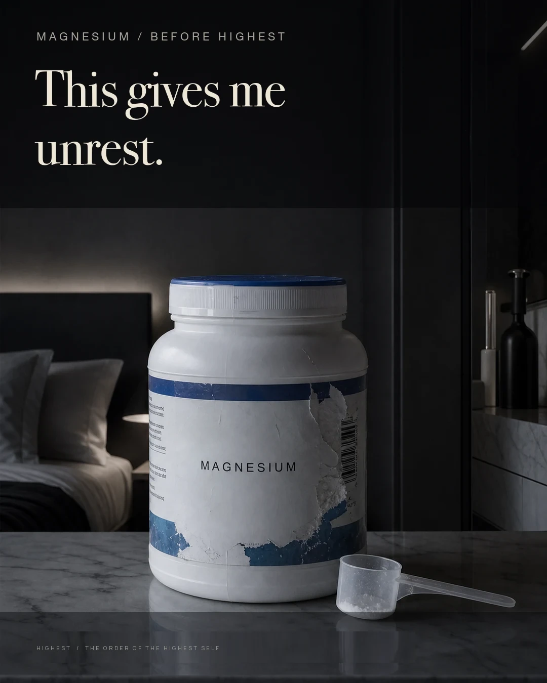 An ordinary magnesium tub with the line This gives me unrest